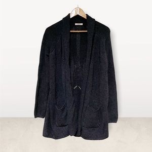 Matty M dark grey ribbed knitted sweater cardigan
